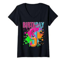 Damen 9. Geburtstag, 9. Geburtstag, Jungen, 9 Jahre alt T-Shirt mit V-Ausschnitt von Kids Birthday Party, Kids Birthday Gifts Co.