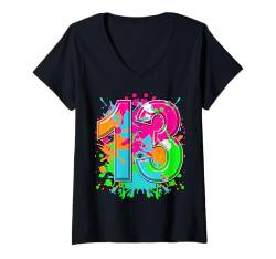 Damen Teenager 13 Jahre 13. Geburtstag Happy Birthday Boy 13 Jahre alt T-Shirt mit V-Ausschnitt von Kids Birthday Party, Kids Birthday Gifts Co.