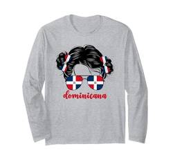 Dominikanische Mädchen Baby Kinder Jugend Republik Dominicana Flagge niedlich Langarmshirt von Kids Dominican Republic Heritage Apparel Co.