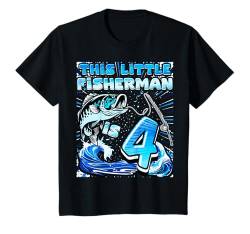 Kinder Angeln Geburtstag Shirt 4 Jahre alt Junge Fisher 4th Bday Kinder T-Shirt von Kids Happy Birthday Fishing Fun, Boy Fisher Gifts