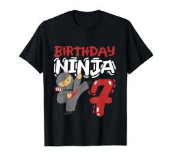 Geburtstag Ninja 7 Jahre alt Karate Kinder 7. Geburtstag Jungen T-Shirt von Kids Ninja Birthday Party Gear