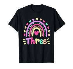 Drei, 3 Jahre alte Mädchen, Kinder, Retro-Design, Regenbogen, Boho T-Shirt von Kids Retro Groovy Boho Birthday Outfit