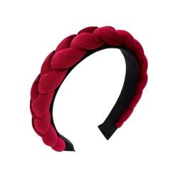 Damen Samt Haarreif Dirndl Geflochten Stirnband Trachten Haarreif Samt Geflochtener Haarband Breit Vintage Stirnband Haarschmuck für Karneval Oktoberfest Party (One Size) von Kielsjajd