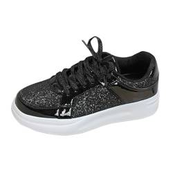 Glitzer Schuhe Damen Silberne Schuhe Rutschfeste Plateau Pailletten Schuhe Glitzer Sneaker Atmungsaktive Leicht Glitzerschuhe Pailettenschuhe Bequeme Gym Glitzer Schuhe Turnschuhe (Black, 43) von Kielsjajd