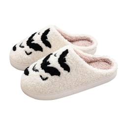 Kielsjajd Halloween Hausschuhe, Hausschuhe Damen Plüsch Winter Winter Wärme Pantoffeln für Frauen Bequeme Rutschfeste Flache Slippers Geburtstag Halloween Ostern Geschenk (White, 43) von Kielsjajd