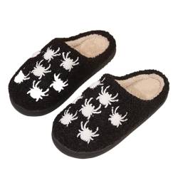 Kielsjajd Halloween Hausschuhe Damen, Damen Herren Hausschuhe Winter Warme Slippers Frauen Bequeme Slippers Unisex Plüsch Pantoffeln Herren Warm Filzpantoffeln Outdoor/Indoor (Black, 39) von Kielsjajd