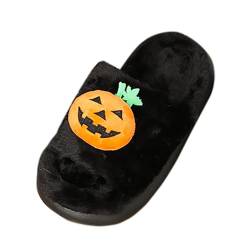 Kielsjajd Hausschuhe Damen, Damen Herren Halloween Hausschuhe Winter Warme Slippers Warme Pantoffeln Herren Slippers Damen Plüsch Pantoffeln Herren Warm Filzpantoffeln Halloween Party (Black, 41) von Kielsjajd