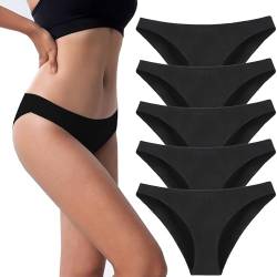 Kiench Damen Unterhosen Nahtlos Baumwolle Slips Bikini Unterwäsche 5er-Pack Schwarz EU Größe 40/42 M von Kiench