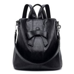 Damen Rucksack Diebstahlschutz aus PU Leder, Lässig Tasche mit Bowknot Lederrucksack mit Schultergurt als Umhängetasche, Niedlich Elegant Backpack Große Mode Bag für Arbeit Schule Reise von Kiepoar