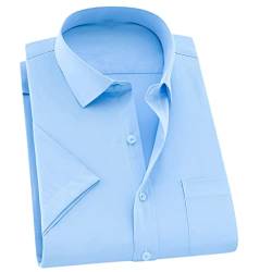Kiioouu Sommer Herren Hemd Kurzarm Solid Twill Einfarbig Herren Hemden Formal Business Herrenhemd, hellblau, 7X-Groß von Kiioouu