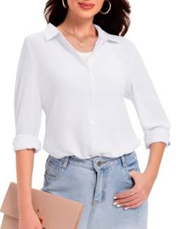 Kiiwah Bluse Damen Langarmshirt Elegant Lässig Oberteile Hemd V-Ausschnitt Blusenshirt Button Down Hemdbluse Tuniken Tops von Kiiwah