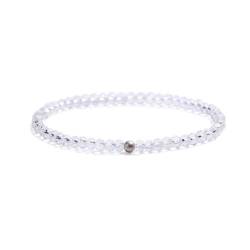 KIM JOHANSON® Damen Perlenarmband mit echten Natursteinen und 925 Silber Perle I Naturstein Armband mit 4mm Edelstein Perlen I Elastisches Kugelarmband I Handgemacht I Wasserfest I Inkl. Schmuckbeutel von Kim Johanson