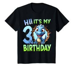 Kinder Geburtstag 3 Junge Dinosaurier Drei 3 Jahre Dino T-Shirt von Kinder Geburtstage Katzen Party Zahl Süß Outfit