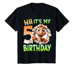 Kinder Geburtstag 5 Junge Dinosaurier Fünfter 5 Jahre Dino T-Shirt von Kinder Geburtstage Katzen Party Zahl Süß Outfit