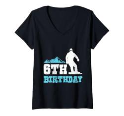 Damen Snowboarden 6th BIRTHDAY Snowboarder Kinder Geburtstag T-Shirt mit V-Ausschnitt von Kinder Snowboard Geschenk Snowboarder Geburtstag