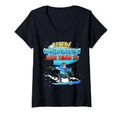 Damen Snowboarden FUTURE SNOWBOARDING STAR TURNS 13 Geburtstags T-Shirt mit V-Ausschnitt von Kinder Snowboard Geschenk Snowboarder Geburtstag