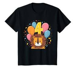 Kinder 4. Geburtstag Kindergeburtstag Vierter Geburtstag Löwe T-Shirt von Kindergeburtstag Geburtstagsshirt Dschungel