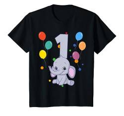 Kinder 1. Geburtstag Kindergeburtstag 1 Jahre Elefant T-Shirt von Kindergeburtstag Geburtstagsshirt Jungen Mädchen