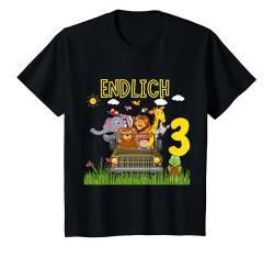 Kinder Kinder 3. Geburtstag Tiere Geburtstag Dschungel T-Shirt T-Shirt von Kindergeburtstag T-Shirts Jungen & Mädchen by Ella