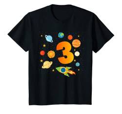 Kinder 3. Geburtstag Jungen 3 Jahre Planeten Weltraum Geburtstags T-Shirt von Kindergeburtstag Weltraum Planeten Geschenk