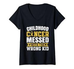 Damen Kinder Krebs Bei Kindern Im Kindesalter Kinderkrebs T-Shirt mit V-Ausschnitt von Kinderkrebs Geschenke