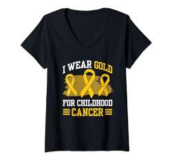 Damen Kinder Krebs Bei Kindern Im Kindesalter Kinderkrebs T-Shirt mit V-Ausschnitt von Kinderkrebs Geschenke