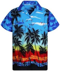 King Kabana Stylishes Hawaii-Hemd, Herren, Kurzarm, Beach-Style, Blau, 6XL von King Kabana