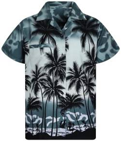 King Kabana Stylishes Hawaii-Hemd, Herren, Kurzarm, Beach-Style, Grau, 3XL von King Kabana