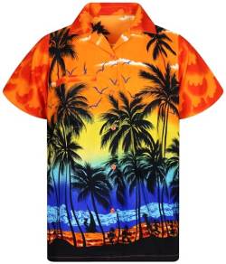 King Kabana Stylishes Hawaii-Hemd, Herren, Kurzarm, Beach-Style, Orange, 4XL von King Kabana