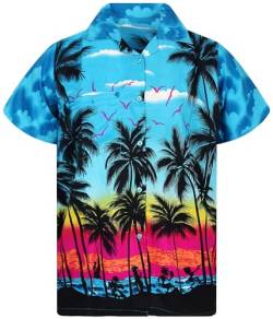 King Kabana Stylishes Hawaii-Hemd, Herren, Kurzarm, Beach-Style, Türkis, 4XL von King Kabana