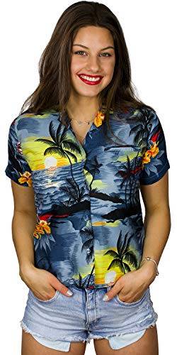 King Kameha Funky Hawaiibluse, Hawaiihemd, Kurzarm, Print Surf, Grau, XS von King Kameha