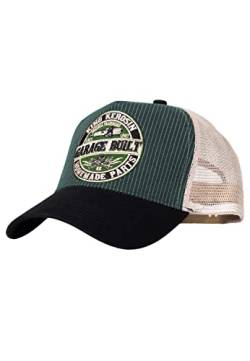 King Kerosin Herren Trucker Cap Meshcap Baseballcap Stickerei Bikerstil Patch Garage Built von King Kerosin