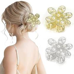 Kinretixia® 2 Stück Blumen-Haarspangen für Frauen und Mädchen, niedliche Haarklammern, große Metallklammern für Haar, Kristall-Hochzeits-Haar-Styling-Zubehör von Kinretixia