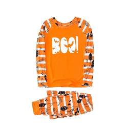 Passender Halloween-Pyjama - Nachtwäsche-Set mit gestreiftem Halloween-Pyjama,Zweiteilige Pyjama-Sets mit Langen Ärmeln, Oberteil und Hose für Kinder und Damen von Kirdume