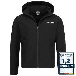 Kirkjubøur® Hestur Herren SOFTSHELLjacke 10.000 mm Wassersäule, mit Kapuze und Fleecefutter, atmungsaktiv und wasserabweisend, Outdoor (as3, alpha, l, regular, regular, Schwarz) von Kirkjubøur