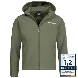 Kirkjubøur® Hestur Herren SOFTSHELLjacke 10.000 mm Wassersäule mit Kapuze und Fleecefutter, atmungsaktiv und wasserabweisend mit Stehkragen, Outdoor (as3, alpha, x_l, regular, regular, Grün) von Kirkjubøur