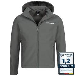 Kirkjubøur® Hestur Herren SOFTSHELLjacke 10.000 mm Wassersäule mit Kapuze und Fleecefutter, atmungsaktiv und wasserabweisend mit Stehkragen, Outdoor (as3, alpha, xx_l, regular, regular, Grau) von Kirkjubøur