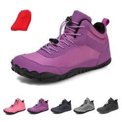 Kirposh Wanderschuhe for den Winter, Barfußschuhe, wasserdichte Wanderstiefel, Wanderschuhe mit weiter Zehenpartie for Herren und Damen(Purple,40 EU) von Kirposh