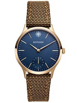 Kistanio Stratolia Damenuhr mit Lederarmband Analog Saphirglas Champagner Blau STR-31-047 von Kistanio