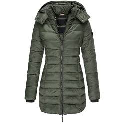 Damen Jacke Steppjacke Übergangsjacke mit Kapuze Mantel Daunenjacke Winterjacke Warme Jacke Lang Warm Steppmantel Outdoorjacke Outdoor Leichte Daunenjacke Softshelljacke mit Taschen von Kittoy