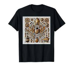 Ägypten Skarabäus Pharao Pyramiden Gold Symbole Kunst T-Shirt von Klassisch Kunst Retro Top Design Farbe Ägypten Vin