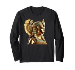 Ägyptisches Detailliertes Porträt Einer Antiken Königin Im P Langarmshirt von Klassisch Kunst Retro Top Design Farbe Ägypten Vin