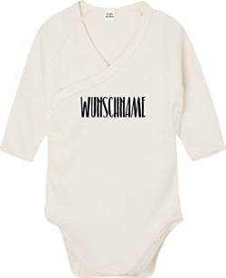 Kleckerliese Baby Body Wickelbody Junge Mädchen Langarm Wunschname Name Wunschtext, Natural, 0-3 Monate von Kleckerliese