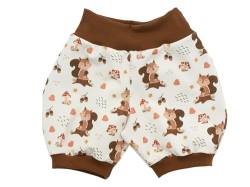 Kleine Könige Kurze Pumphose Baby Jungen Shorts · Modell Pilze Eichhörnchen, hellbraun · Ökotex 100 Zertifiziert · Größe 62/68 von Kleine Könige