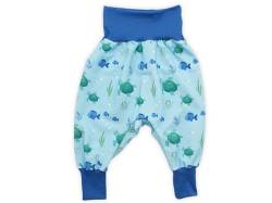 Kleine Könige Pumphose Baby Jungen Hose · Modell Schildkröte Fische Meeresabenteuer blau, Royalblau · Ökotex 100 Zertifiziert · Größe 74/80 von Kleine Könige