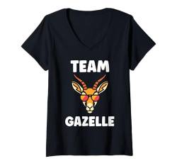 Damen Baby niedliche Gazelle Einfache team Gazelle T-Shirt mit V-Ausschnitt von Kleine Tiere Lustige Gazelle