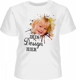 Baby Kinder Kurzarm T-Shirt personalisiert mit deinem Wunschmotiv (Farbe Weiss) (Gr. 60-66) von Kleiner Fratz