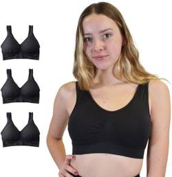 Klosis - Bequeme Drahtlose BHS, Perfekte Passform, Bruststütze und Abnehmbare Pads, Nahtlos, Vielseitig und Ideal für Sport, Schwangerschaft und Stillzeit, Set mit 3 Stück, Bis zu 5XL von Klosis