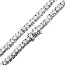 KnBoB Herren Halskette Versilbert 55 CM, Tennis Kette 4MM Silber Halskette Modeschmuck von KnBoB