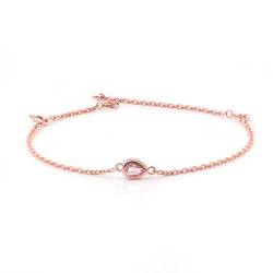 KnBoB Schmuck Armreif 9K Rosegold Armband für Damen Kette mit Tropfen Weiß 0.5ct Moissanit Edelstein Armband Länge 20+3CM von KnBoB